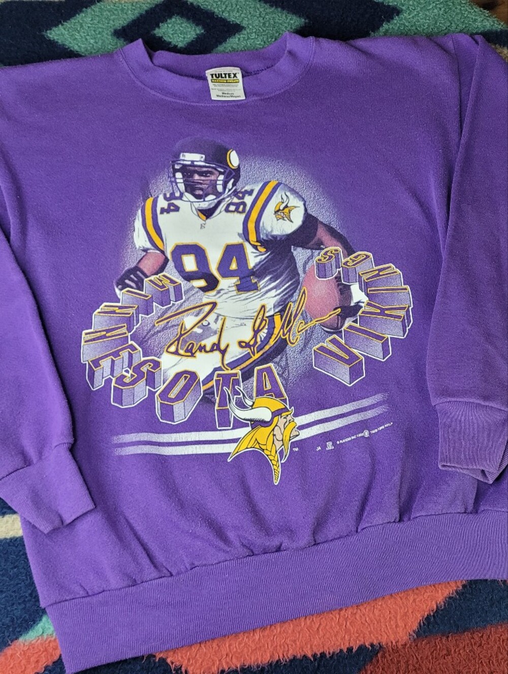 Vtg 1998 Randy Moss Minnesota Vikings Sweatshirt Mens Medium Tultex NFL Rookie